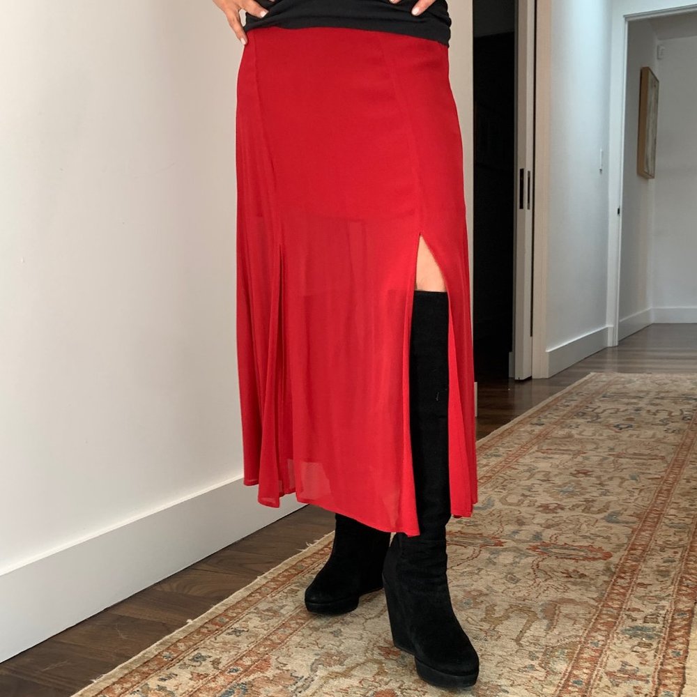 Reformation red midi skirt